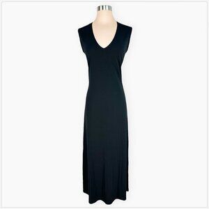 Design by Pat Argenti Long Black V-Neck Sleeveless Stretch Jersey Maxi Dress S
